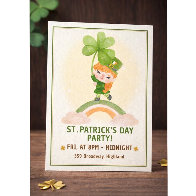 Convite Cute St. Patrick’s Day Party Invitation (Criador carregado)