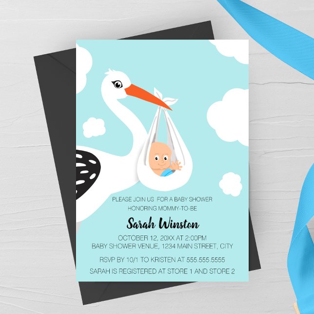 Convite Cute Stork Baby Shower Invitation (Criador carregado)