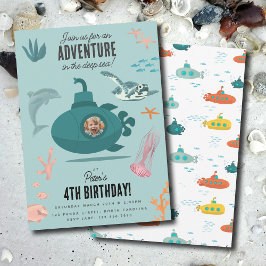 Convite Cute Submarine Deep Sea Birthday Kids Photo