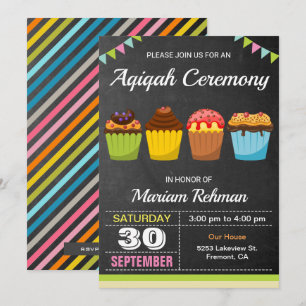 Convite Cute Sweet Cupcake Aqeeqah   Cerimônia Aqiqah