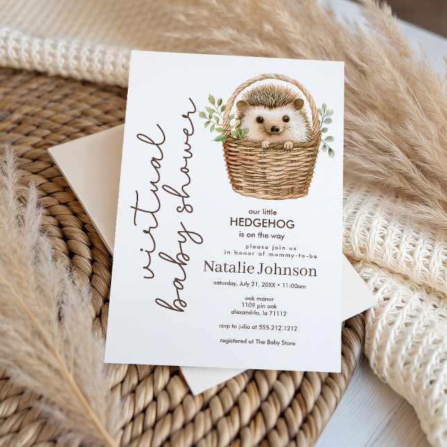 Convite Cute Sweet Little Hedgehog Virtual Baby Shower (Criador carregado)