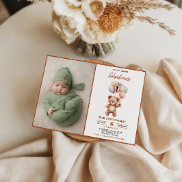 Convite Cute Teddy Bear 1st Birthday | Sweet Bear