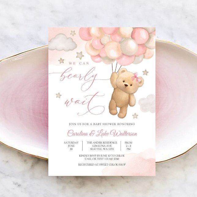 Convite Cute Teddy Bear Baby Shower Invitation (Criador carregado)