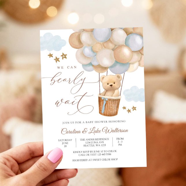 Convite Cute Teddy Bear Baby Shower Invitation (Criador carregado)
