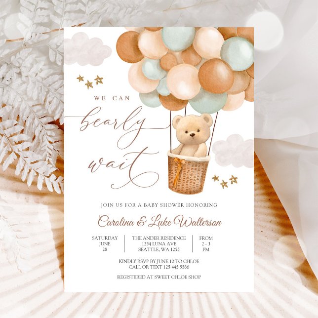 Convite Cute Teddy Bear Baby Shower Invitation (Criador carregado)