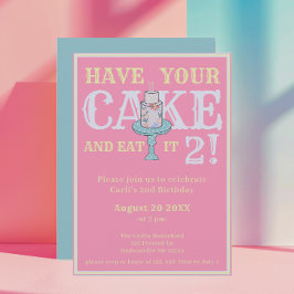 Convite Cute Tenha Seu Bolo Engraçado Segundo Aniversário