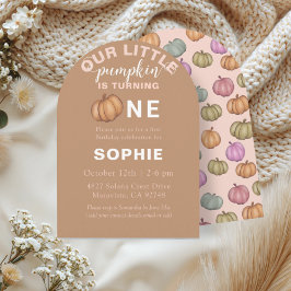 Convite Cute Terracotta Pumpkin First Birthday Invitation