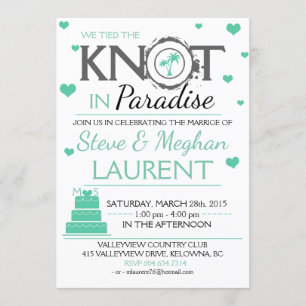 Convite Cute Tied the Knot in Paradise Beach Weding
