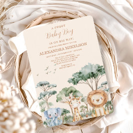Convite Cute Tropical Jungle Safari Animals Baby Shower