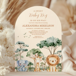 Convite Cute Tropical Jungle Safari Animals Baby Shower