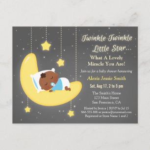 Convite Cute Twinkle Twinkle Little Star Bebê Marrom Chuve