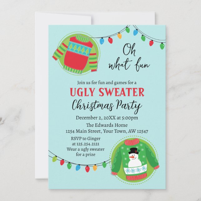 Convite Cute ugly sweater Christmas Holiday Invitation (Frente)