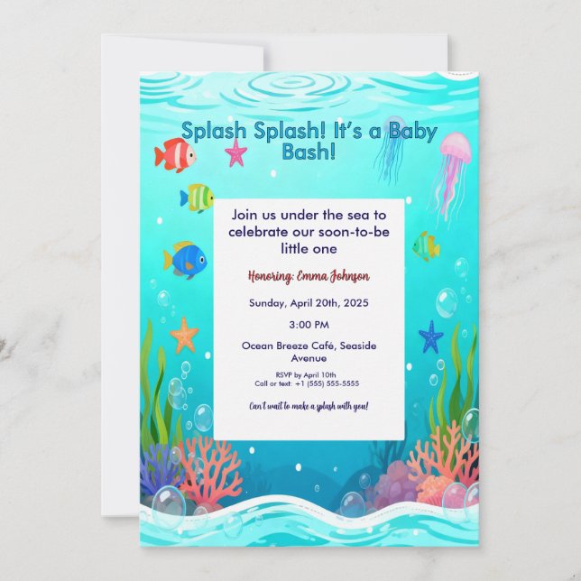 Convite Cute Under the Sea Baby Shower Invitation - Ocean  (Frente)