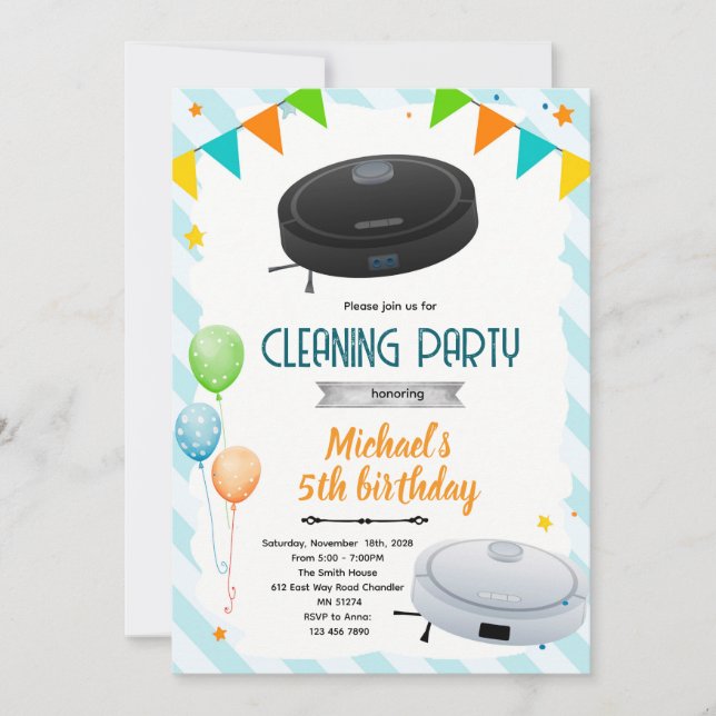 Convite Cute vacuum theme party invitation (Frente)