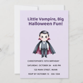 Convite Cute Vampire Halloween Birthday Invitation