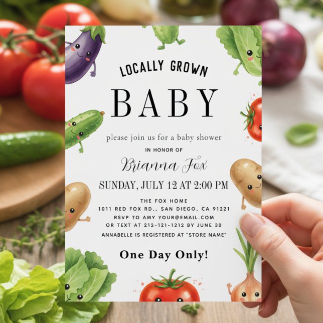 Convite Cute Vegetable Locally Grown farm Baby Shower (Criador carregado)