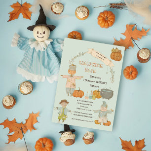 Convite Cute Vintage espantalho de halloween bash