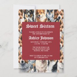 Convite Cute Watercolor Corgi Dog Pattern                 