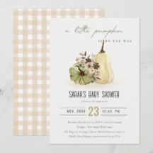 Cute Watercolor Little Floral Pumpkin Baby Shower
