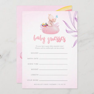 Convite Cute Watercolor Rhino Unicorn Baby Girl Chá Inv