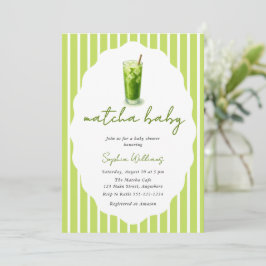 Convite Cute Wavy Matcha Baby Green Modern Baby Shower