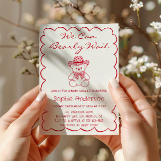 Convite Cute We Can Bearly Wait Teddy Bear Baby Shower