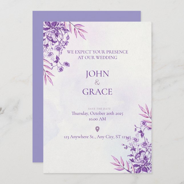 Convite CUTE wedding invitation card (Frente/Verso)