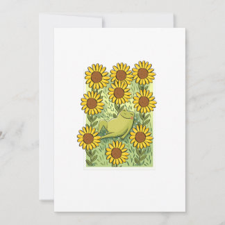 Convite Cute Whimsical Frog And Sunflowers Illustration