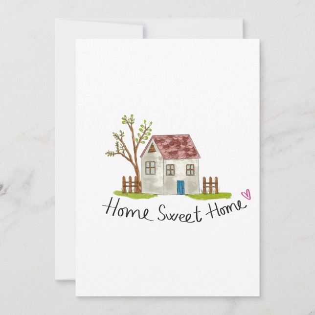 Convite Cute Whimsical Hand-drawn Home Sweet Home (Frente)