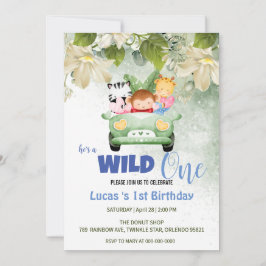 Convite Cute Wild One Safari Animal Love primeiro aniversa