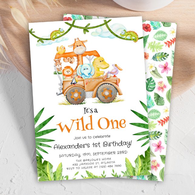 Convite Cute Wild One Safari Aniversário (Cute Wild One Safari Birthday Invitation)