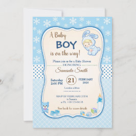 Convite Cute Winter Banny Baby Shower Invitation