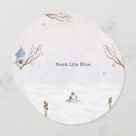 Convite Cute Winter Scene With Little Bird In The Snow