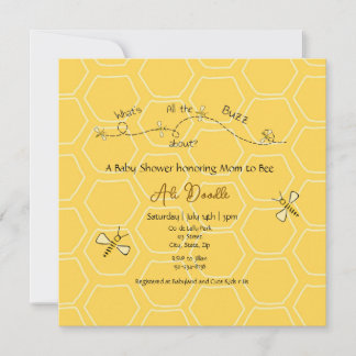 Convite Cute Yellow Honey "Mommy to Bee" Baby shower