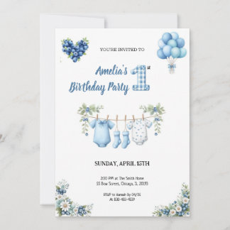 Convite CUTEST BLUE BIRTHDAY PARTY Invitation