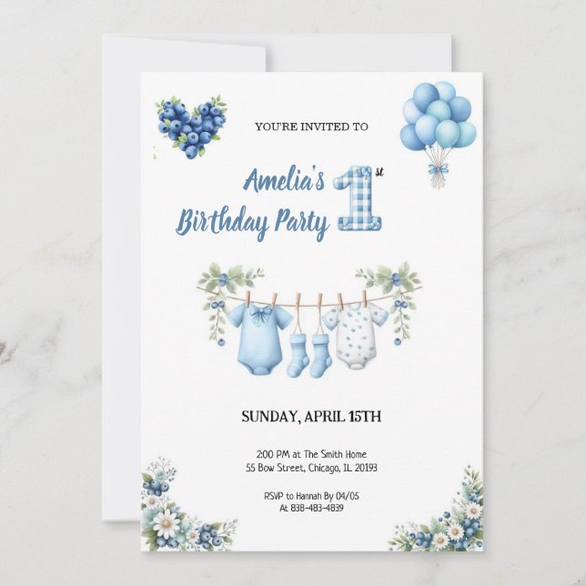 Convite CUTEST BLUE BIRTHDAY PARTY Invitation (Frente)