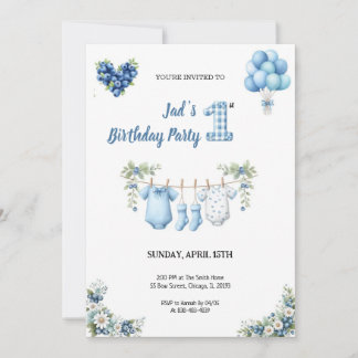 Convite CUTEST BLUE BIRTHDAY PARTY Invitation
