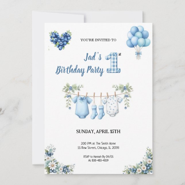Convite CUTEST BLUE BIRTHDAY PARTY Invitation (Frente)