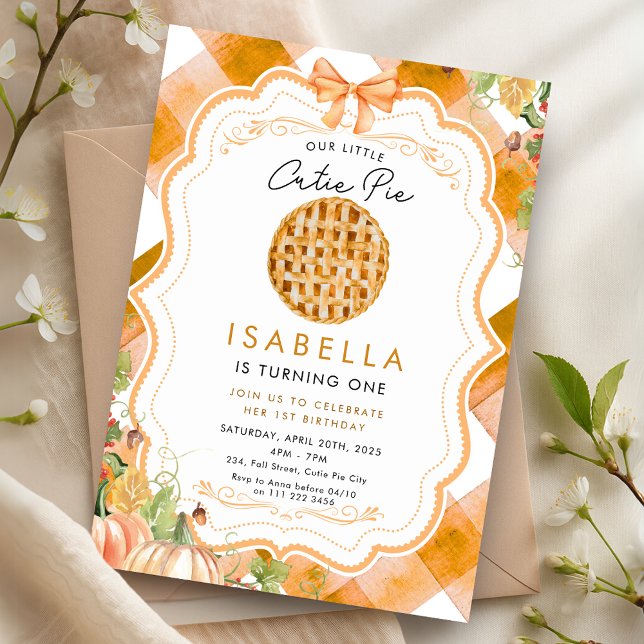 Convite Cutie Pie Fall First 1st Birthday Thanksgiving (Cutie Pie Fall First 1st Birthday Thanksgiving Invitation)