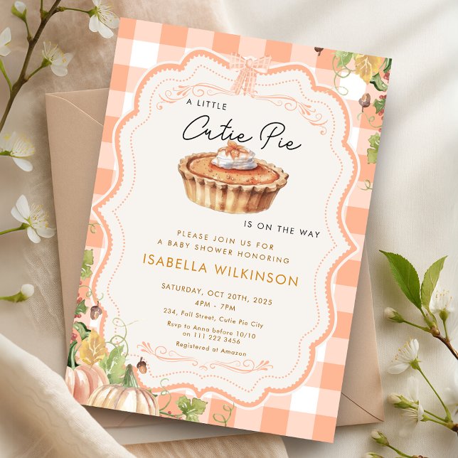 Convite Cutie Pie Fall Pumpkin Pie Baby Shower (Cutie Pie Fall Pumpkin Pie Baby Shower Invitation)