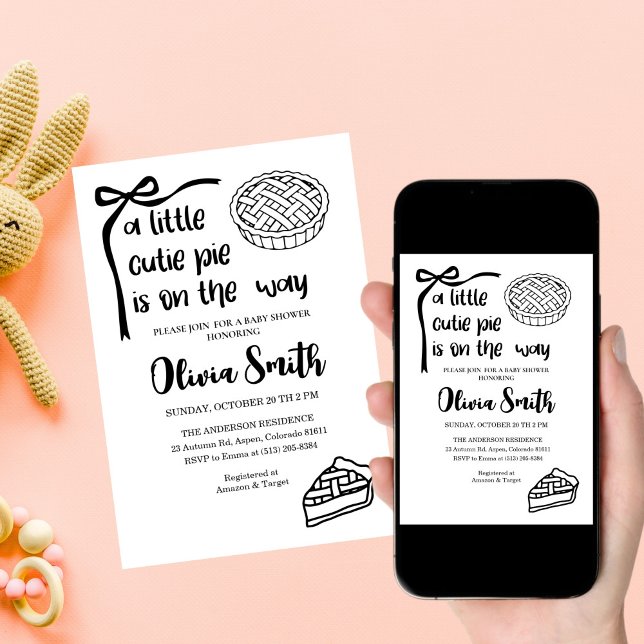 Convite Cutie Pie is on the Way, Fall Baby Shower (Criador carregado)