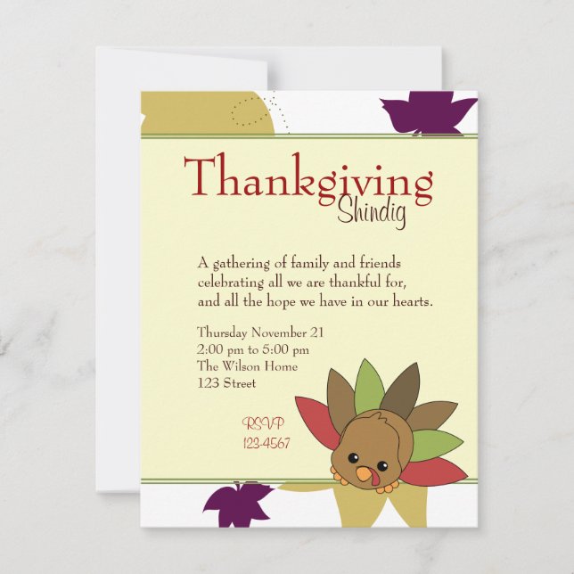 Convite Cutie Turkey (Frente)