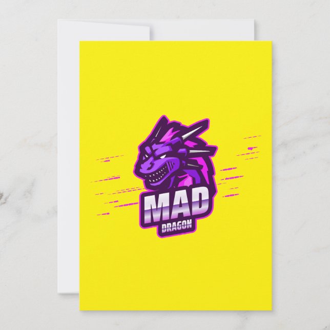 Convite Cyber Dragon Gaming Emblem | Mythical Logo (Frente)