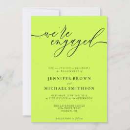 Convite Cyber Lime & Jet Black Minimal We are Engaged
