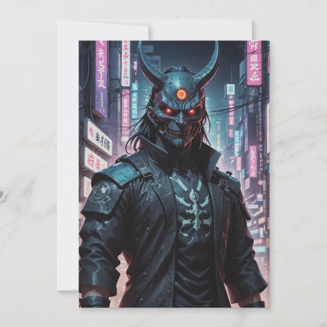 Convite Cyberpunk Demon Samurai (Frente)
