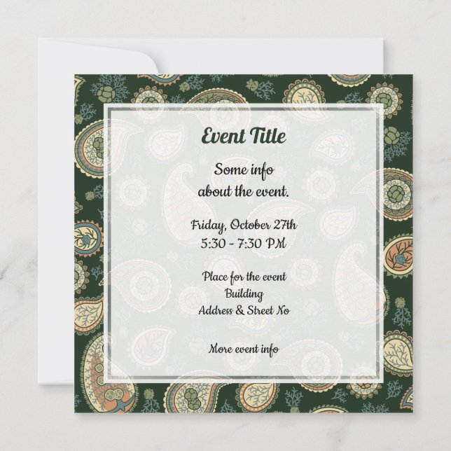 Convite Cypress Paisley Pattern (Verso)