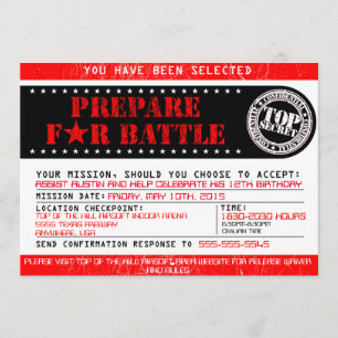 Convite da Airsoft 'Preparar para a Batalha' 5x7