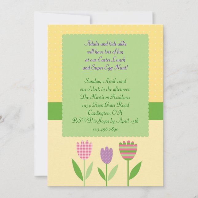 Convite da caça do almoço e do ovo da páscoa (Frente)