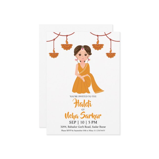 convite da cerimônia haldi (Frente/Verso In Situ)