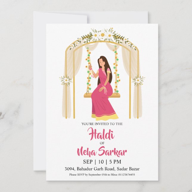 convite da cerimônia haldi (Frente)